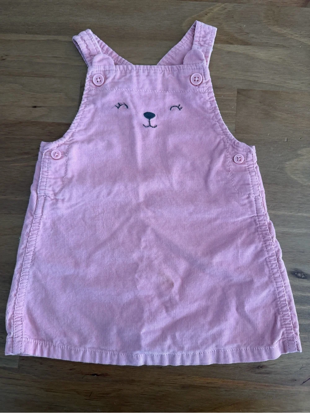Carter's Pink Corduroy Overall Dress with Embroidered Face Size 9M